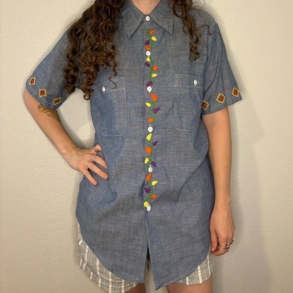 Embroidered Chambray Shirt